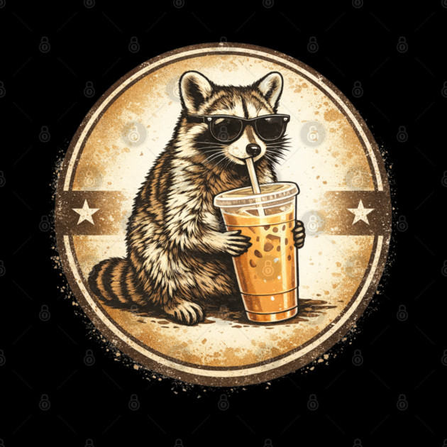 Raccoon-Drinking-Iced-Coffee by BlackMeme94