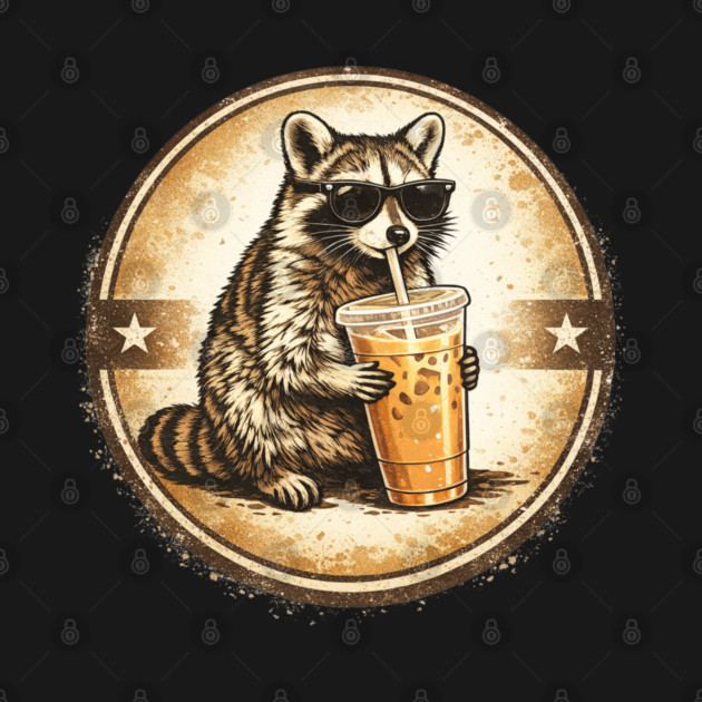 Raccoon-Drinking-Iced-Coffee by BlackMeme94