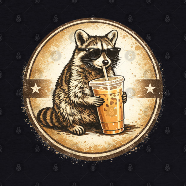 Raccoon-Drinking-Iced-Coffee by BlackMeme94