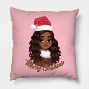 Black Girl Santa, Black Mrs Santa Claus, African American Santa, Merry Christmas Pillow