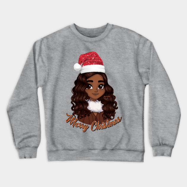 Black Girl Santa, Black Mrs Santa Claus, African American Santa, Merry Christmas Crewneck Sweatshirt by UrbanLifeApparel