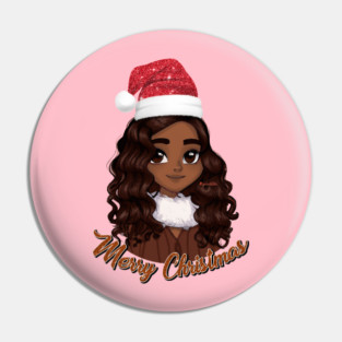 Black Girl Santa, Black Mrs Santa Claus, African American Santa, Merry Christmas Pin