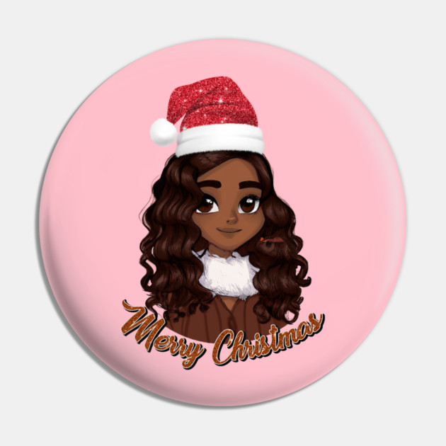Black Girl Santa, Black Mrs Santa Claus, African American Santa, Merry Christmas Pin by UrbanLifeApparel