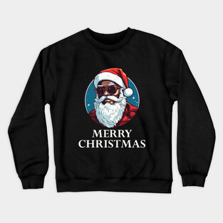 Black Santa, Afro Santa, Santa Claus, Black Christmas Crewneck Sweatshirt