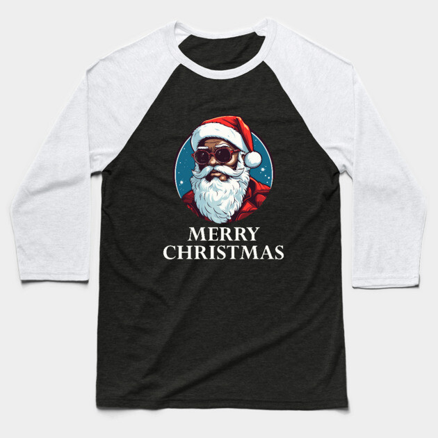 Black Santa, Afro Santa, Santa Claus, Black Christmas Baseball T-Shirt by UrbanLifeApparel