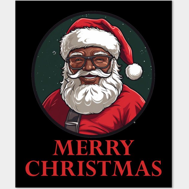 Black Santa Claus, Black Santa, Black Christmas Wall Art by UrbanLifeApparel