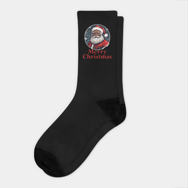 African American Santa, Black Santa Socks by UrbanLifeApparel