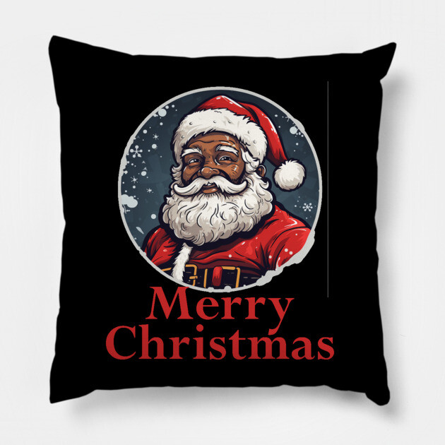 African American Santa, Black Santa Pillow by UrbanLifeApparel
