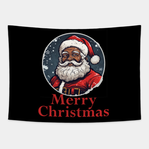 African American Santa, Black Santa Tapestry by UrbanLifeApparel