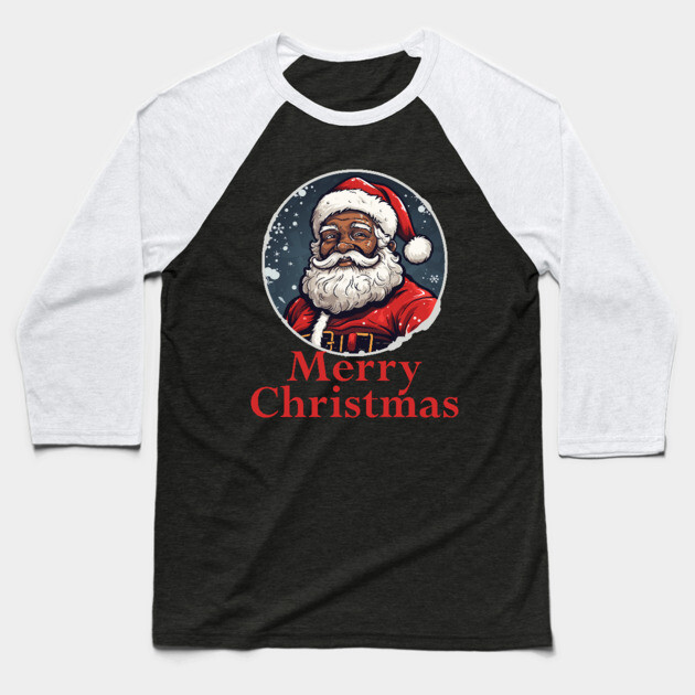 African American Santa, Black Santa Baseball T-Shirt by UrbanLifeApparel