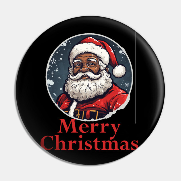 African American Santa, Black Santa Pin by UrbanLifeApparel