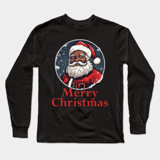 African American Santa, Black Santa Long Sleeve T-Shirt