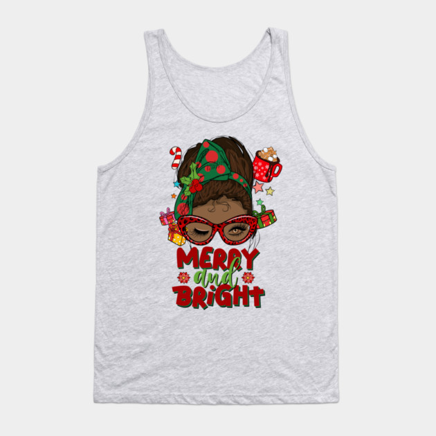 Merry and Bright, Black Girl Christmas Magic Tank Top by UrbanLifeApparel