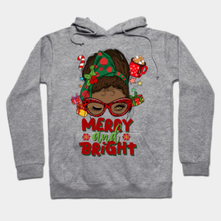 Merry and Bright, Black Girl Christmas Magic Hoodie