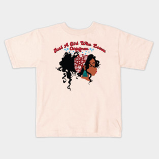 Just a Girl Who Loves Christmas, Black Girl Christmas Kids T-Shirt