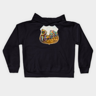 Old cars buried in the dirt at Cadillac Ranch along old U.S. Route 66 - WelshDesigns Kids Hoodie