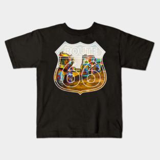 Old cars buried in the dirt at Cadillac Ranch along old U.S. Route 66 - WelshDesigns Kids T-Shirt