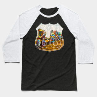 Old cars buried in the dirt at Cadillac Ranch along old U.S. Route 66 - WelshDesigns Baseball T-Shirt