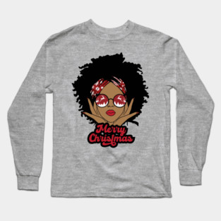 Merry Christmas, Black Girl Christmas Magic Long Sleeve T-Shirt