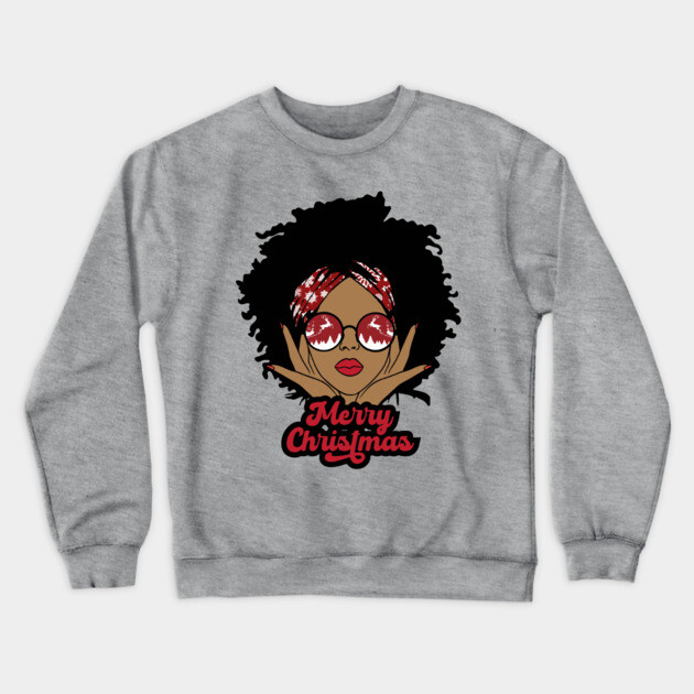 Merry Christmas, Black Girl Christmas Magic Crewneck Sweatshirt by UrbanLifeApparel