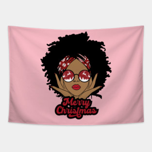 Merry Christmas, Black Girl Christmas Magic Tapestry