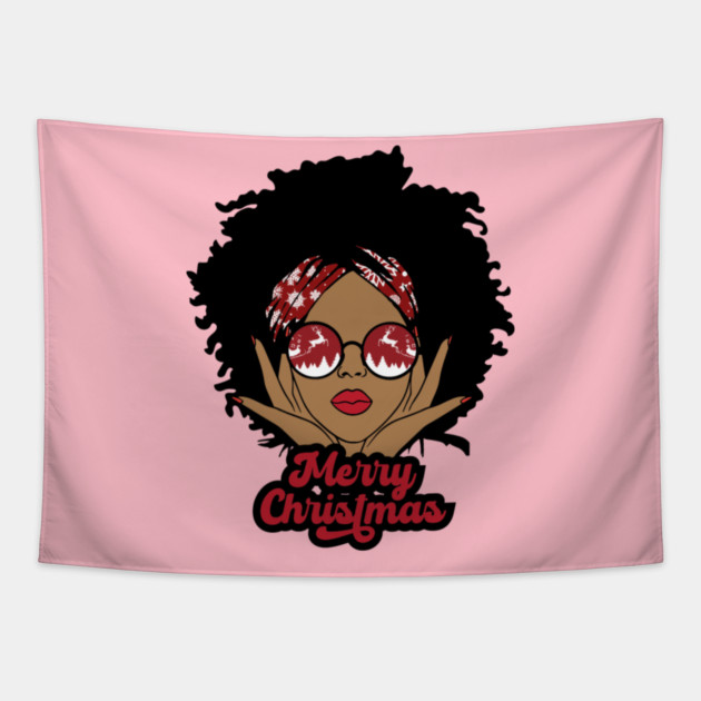 Merry Christmas, Black Girl Christmas Magic Tapestry by UrbanLifeApparel