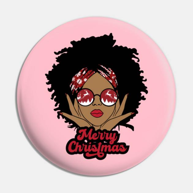 Merry Christmas, Black Girl Christmas Magic Pin by UrbanLifeApparel
