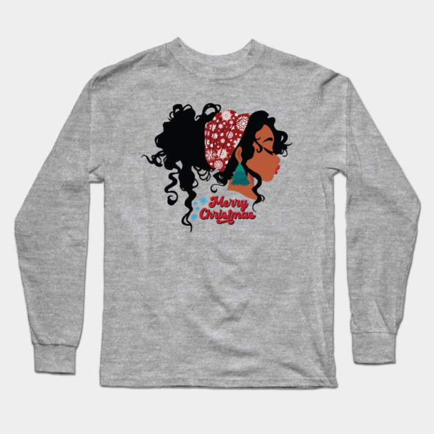 Merry Christmas, Black Girl Magic Long Sleeve T-Shirt by UrbanLifeApparel