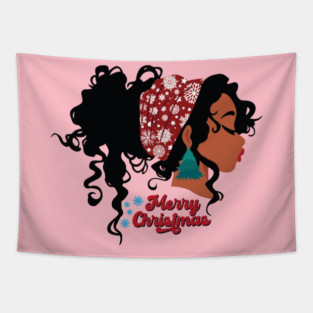 Merry Christmas, Black Girl Magic Tapestry