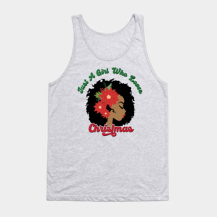 Just a Girl Who Loves Christmas, Black Woman Tank Top