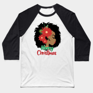 Merry Christmas, Black Woman Baseball T-Shirt