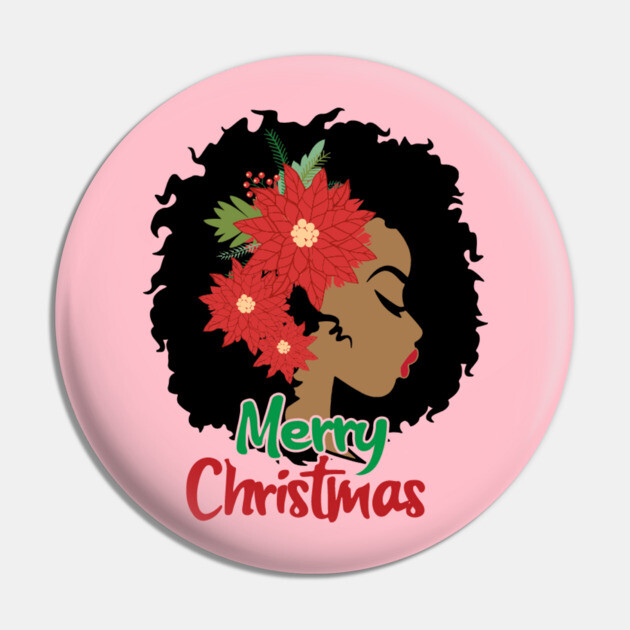 Merry Christmas, Black Woman Pin by UrbanLifeApparel