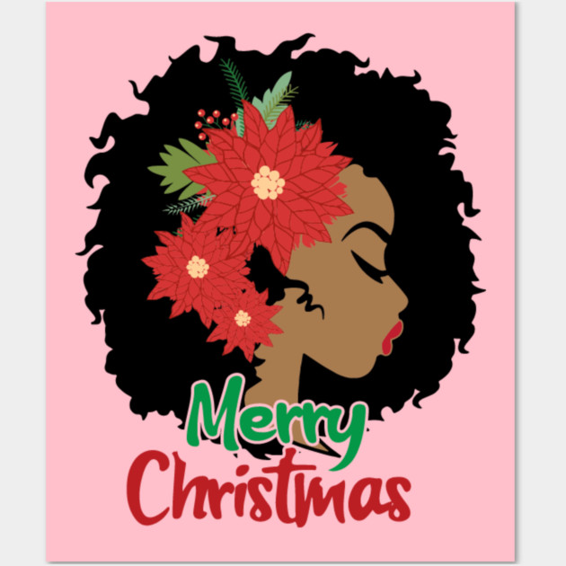 Merry Christmas, Black Woman Wall Art by UrbanLifeApparel