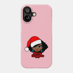 Merry Christmas Santa Hat, Black Girl Christmas Magic Phone Case