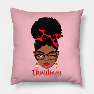 Christmas, Black Woman Pillow