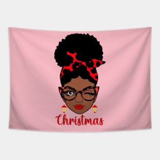 Christmas, Black Woman Tapestry