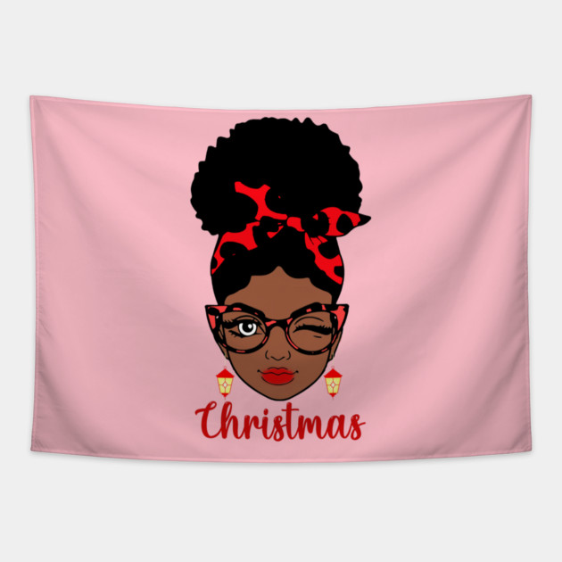 Christmas, Black Woman Tapestry by UrbanLifeApparel