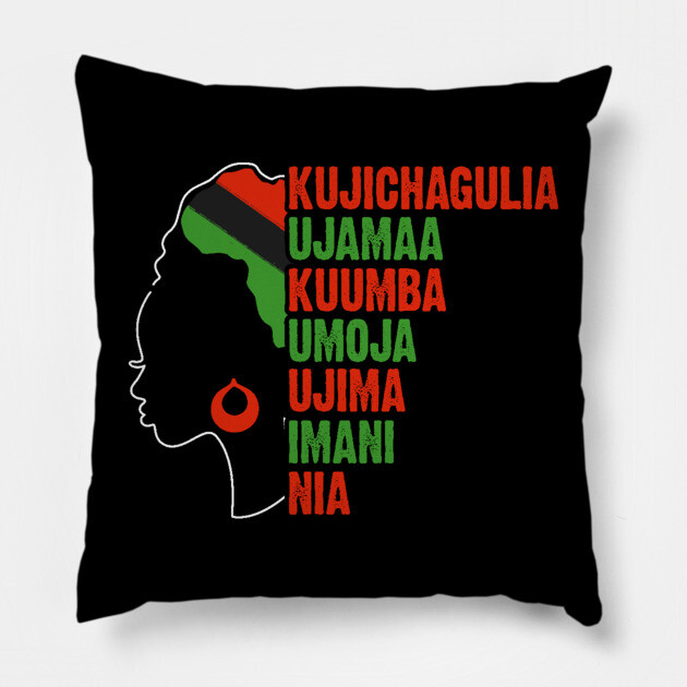Kwanzaa, The Seven Principles of Kwanzaa Pillow by UrbanLifeApparel