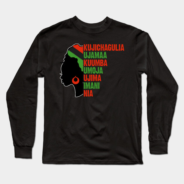 Kwanzaa, The Seven Principles of Kwanzaa Long Sleeve T-Shirt by UrbanLifeApparel