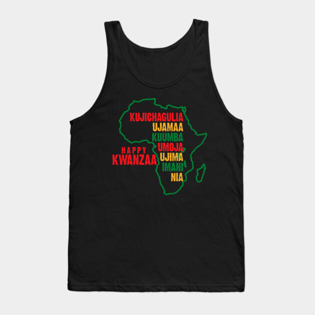 Happy Kwanzaa, The Seven Principles of Kwanzaa Tank Top by UrbanLifeApparel