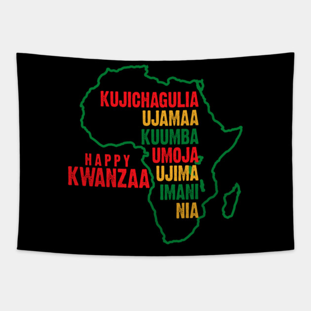 Happy Kwanzaa, The Seven Principles of Kwanzaa Tapestry by UrbanLifeApparel