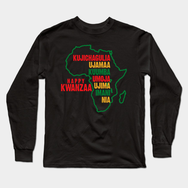 Happy Kwanzaa, The Seven Principles of Kwanzaa Long Sleeve T-Shirt by UrbanLifeApparel