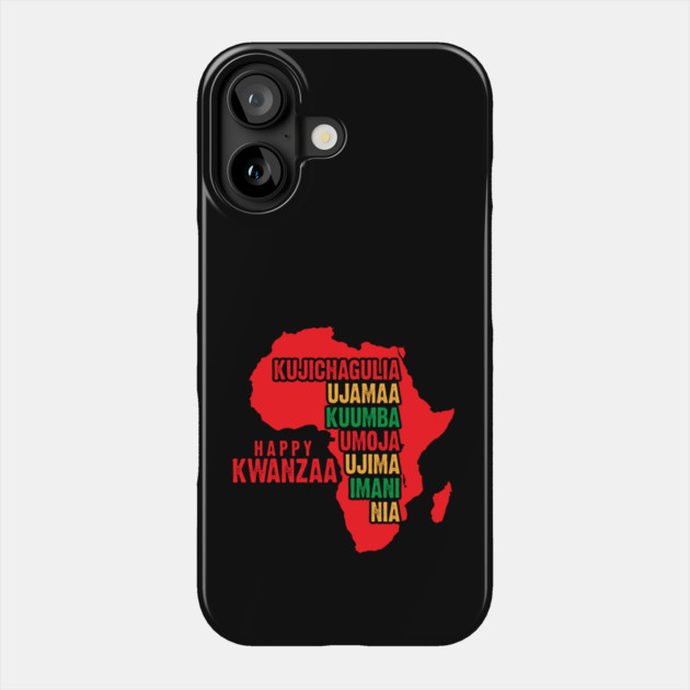 Happy Kwanzaa Red, The Seven Principles of Kwanzaa Phone Case by UrbanLifeApparel