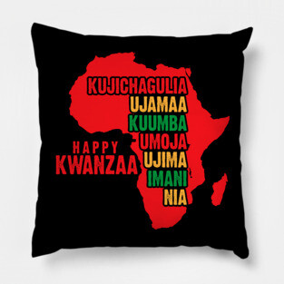 Happy Kwanzaa Red, The Seven Principles of Kwanzaa Pillow