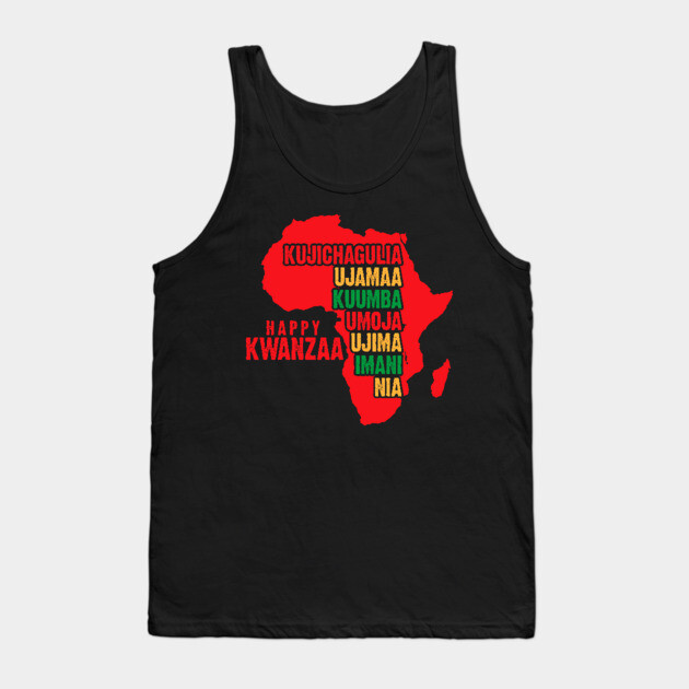 Happy Kwanzaa Red, The Seven Principles of Kwanzaa Tank Top by UrbanLifeApparel
