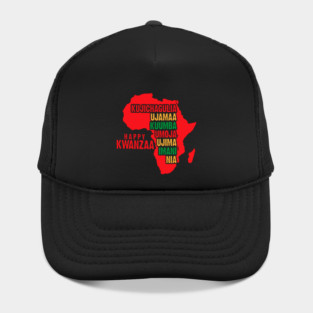 Happy Kwanzaa Red, The Seven Principles of Kwanzaa Hat