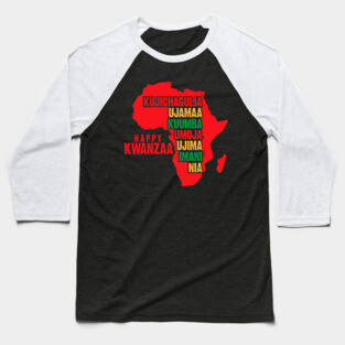Happy Kwanzaa Red, The Seven Principles of Kwanzaa Baseball T-Shirt