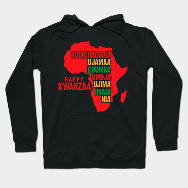 Happy Kwanzaa Red, The Seven Principles of Kwanzaa Hoodie by UrbanLifeApparel