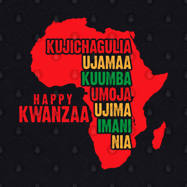 Happy Kwanzaa Red, The Seven Principles of Kwanzaa by UrbanLifeApparel