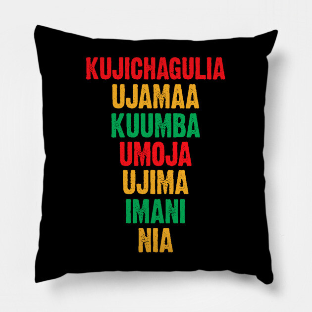 The Seven Principles of Kwanzaa Pillow by UrbanLifeApparel
